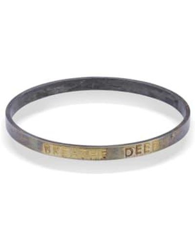 WINDOW DRESSING THE SOUL Wdts Oxidised Plated Silver Bangle Breathe Deep 65mm - Blue