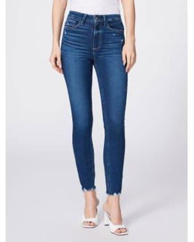 PAIGE Margot Ankle Jeans With Raw Hem - Blu