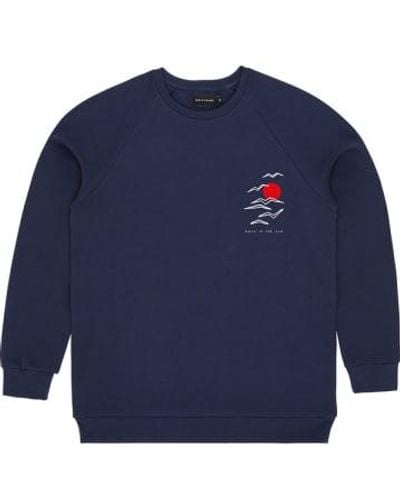 Bask In The Sun Printed Sweatshirt Birds Navy / S - Blue