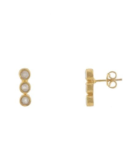 WINDOW DRESSING THE SOUL 925 Triple Moonstone Earrings Gold - Metallic