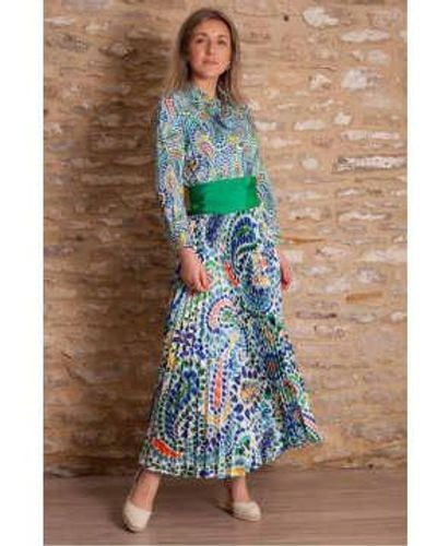Sara Roka Tosca Dress In Paisley Print - Verde