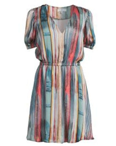 Paul Smith Watercolour Stripe V Neck Dress Size: 12, Col: Multi 8 - Blue