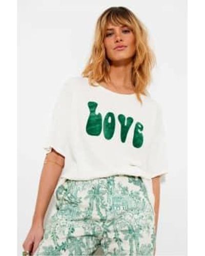 Five Jeans Off And Green Love T Shirt Small