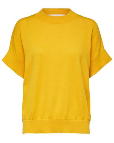 SELECTED Citrus Knitted T Shirt 1 - Giallo