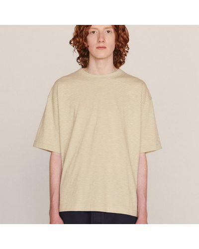 YMC Triple Mini Stripe T-shirt Stone Ecru - Natural