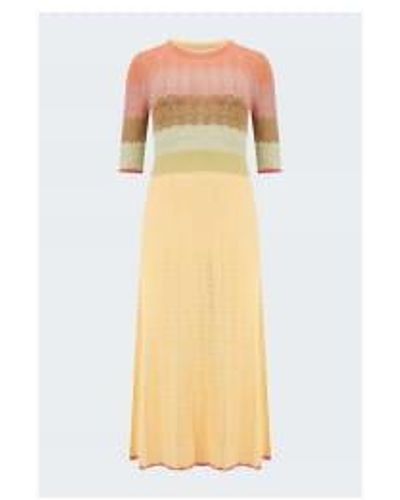 Vanessa Bruno Coronille Crochet Contrast Hem Midi Dress L - Multicolor