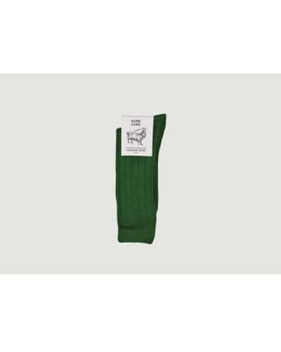 Homecore Plain Ribbed Socks 3 - Verde