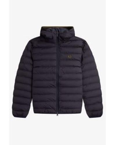 Fred Perry Navy J4565 Hooded Insulated Jacket - Blu