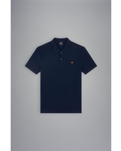 Paul & Shark Paul And Shark Paul And Shark Mens Organic Cotton Pique Polo With Iconic Badge - Blu