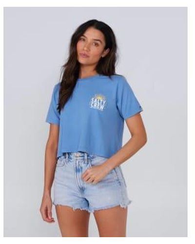 Salty Crew T Shirt Crop - Blu
