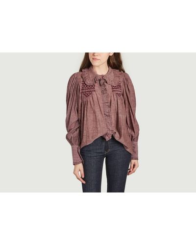 Laurence Bras Cotton Shirt With Embroidery And Ruffles New Champa - Red