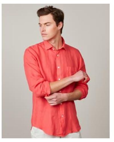 Hartford Faded Linen Shirt Xl - Red