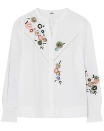 GUSTAV Naja Shirt In With Neon Embroidery - Bianco