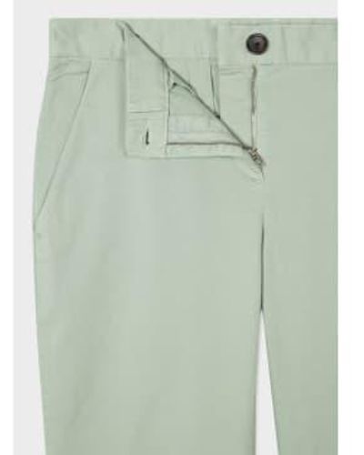 Paul Smith Mint Green Cotton Brushed Slim Fit Chinos - Verde