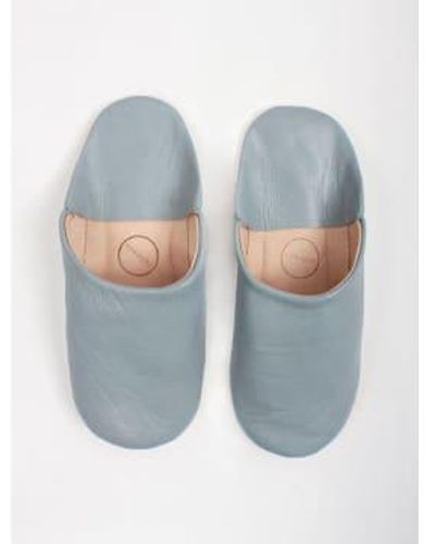 Bohemia Designs Moroccan Babouche Slippers Pearl Medium - Blue