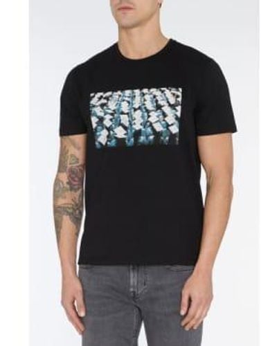 7 For All Mankind Photographic T Shirt With Graduation Printed S - Black