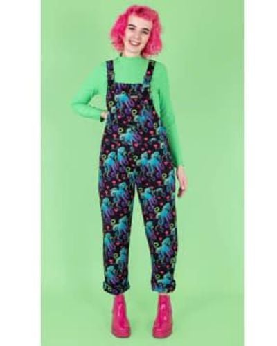 Run and Fly Octopus Love Twill Dungarees - Verde