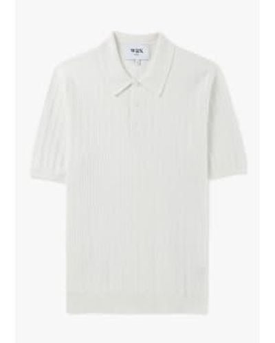 Wax London S Naples Vertiacal Knit Polo Shirt - White