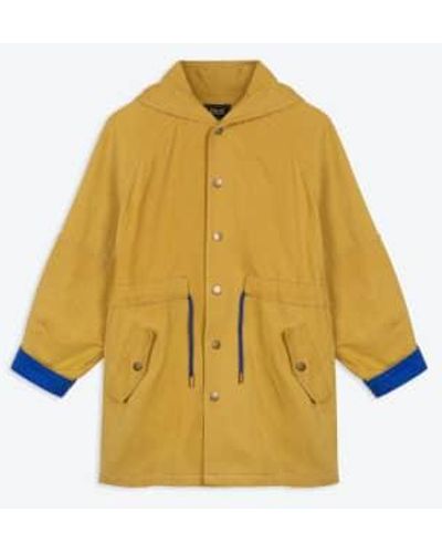 Lowie Cotton Drill Ochre Hooded Jacket S - Yellow