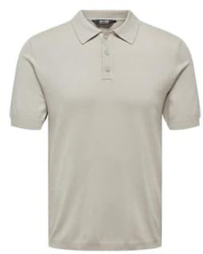 Only & Sons Only And Sons Knitted S/s Polo - Gray