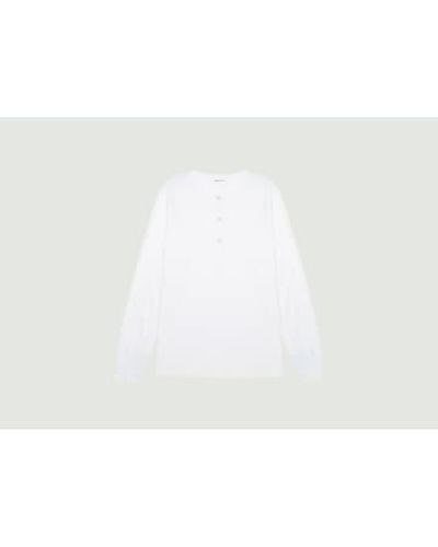 Knowledge Cotton Vegan Henley T Shirt 2 - Bianco