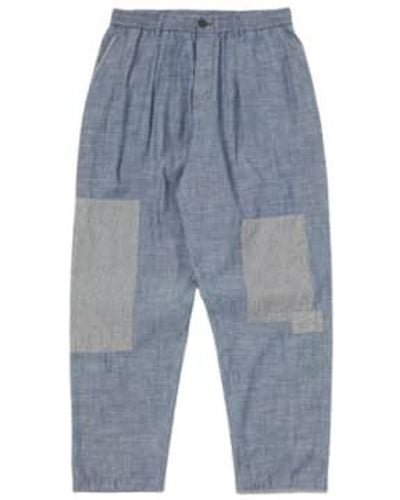 Universal Works Patched Pleated Track Pant - Blue
