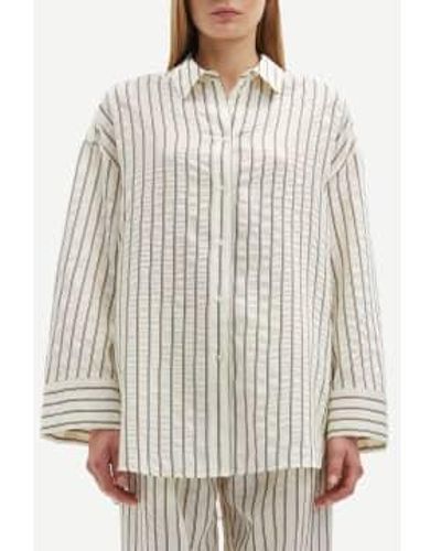Samsøe & Samsøe Solitary Stripe Marika Shirt 14907 Beige / S - White