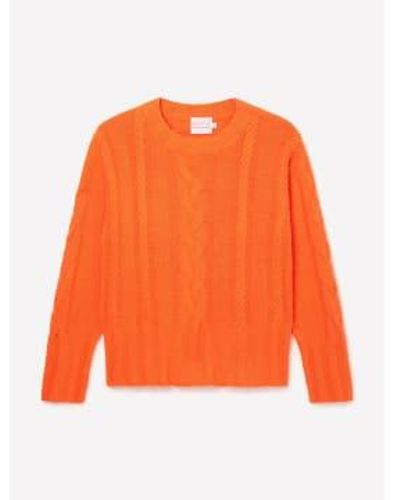 Brodie Cashmere Lilly Cable Sweater Size Small - Orange
