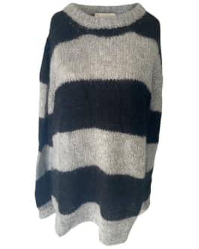 WINDOW DRESSING THE SOUL And Gray Striped Seth Mohair Sweater Small - Blue