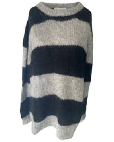 WINDOW DRESSING THE SOUL And Grey Striped Seth Mohair Jumper Small - Blue