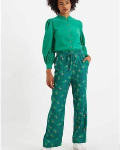 Lilac Rose Louche Emmanuella Bauhaus Abstract Patchwork Print Pajama Style Trouser - Green