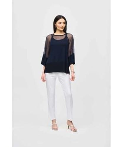 Joseph Ribkoff Mesh And Silky Knit Two Piece Top - Blu