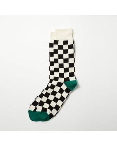 RoToTo Checkerboard Crew Socks And Ivory - Bianco