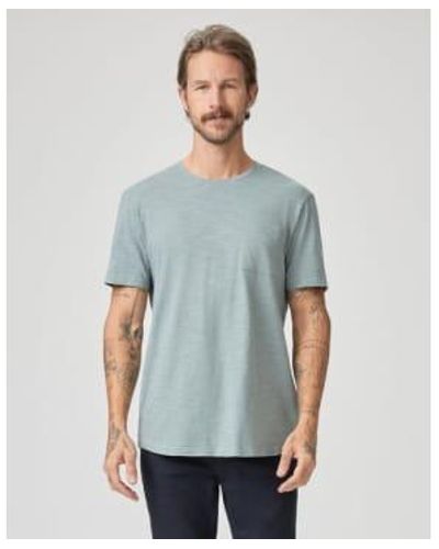 PAIGE Cotton Shell Kenneth Crew Slub T Shirt - Blu
