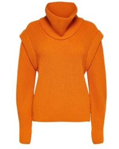 SELECTED Natalie High Neck Knit M - Orange