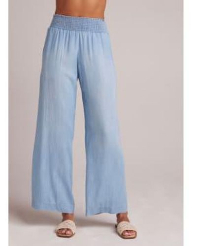 Bella Dahl Smocked Waist Wide Leg Trousers L / Caribbean Wash - Blue