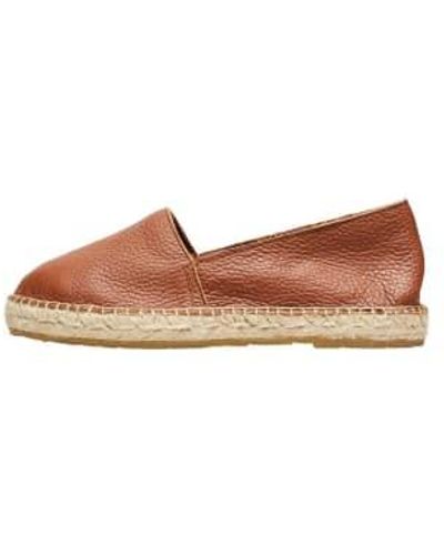 SELECTED Leather Espadrilles - Brown