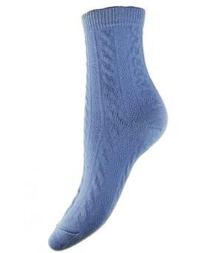 Joya Cable Knit Wool Blend Socks 4-7 - Blue