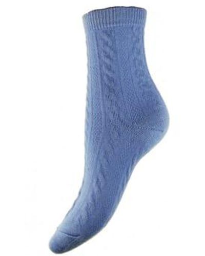 Joya Cable Knit Wool Blend Socks 4-7 - Blue