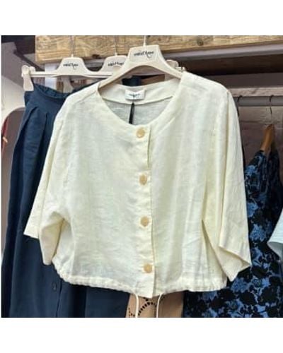 Ottod'Ame Ottodame Linen Shirt Crop Vanilla - Multicolore