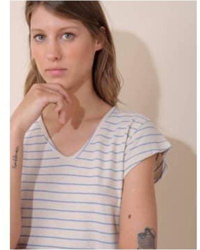 indi & cold Indi And Cold V Neck Linen T Shirt - Marrone