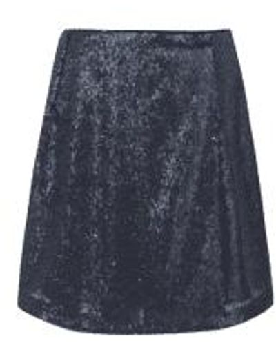 FRNCH Romane Sequin Skirt Bleu Marine Xs - Blue