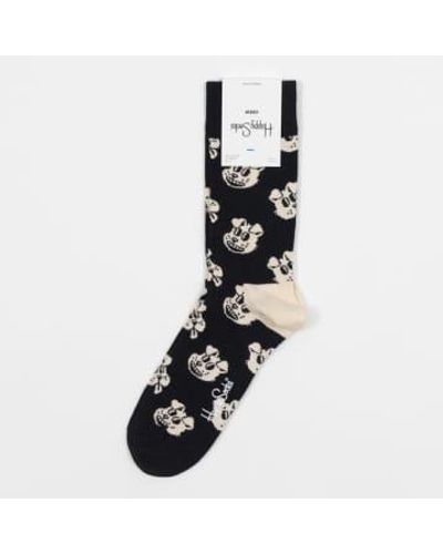 Happy Socks Chaussettes à imprimé chien en noir