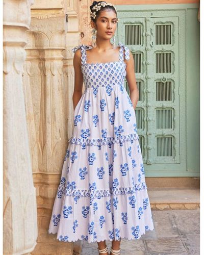 Pink City Prints Athens Dress - Blue