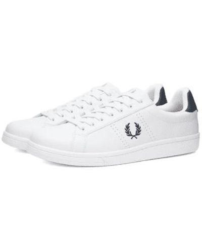 Fred Perry Authentic B721 Leather Sneakers And Navy - Bianco