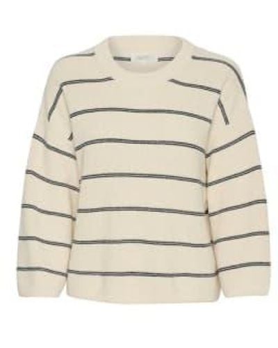 Part Two Elysia Cotton/cashmere Pullover Dark Stripe - Natural