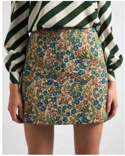 Louche London Aubin Mini Skirt Abusson Jacquard 8 - Green