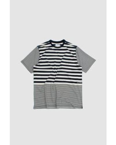 Pop Trading Co. Striped pocket t-shirt marine/off white - Blau