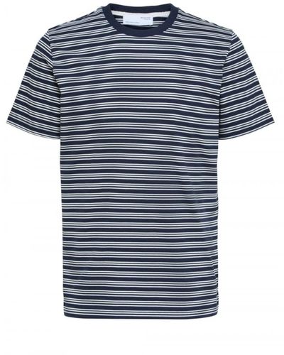 SELECTED Navy Striped T Shirt - Blue