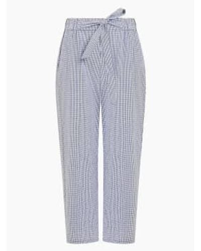 Great Plains Salerno Gingham Trousers Navy Uk 12 - Blue